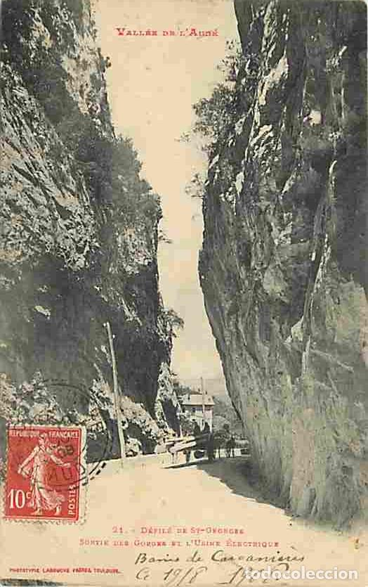 Cartoline: France - 11 - Axat - D&eacute;fil&eacute; de Saint Georges - Sortie des Gorges et l'Usine Electrique - Anim&eacute;e - At