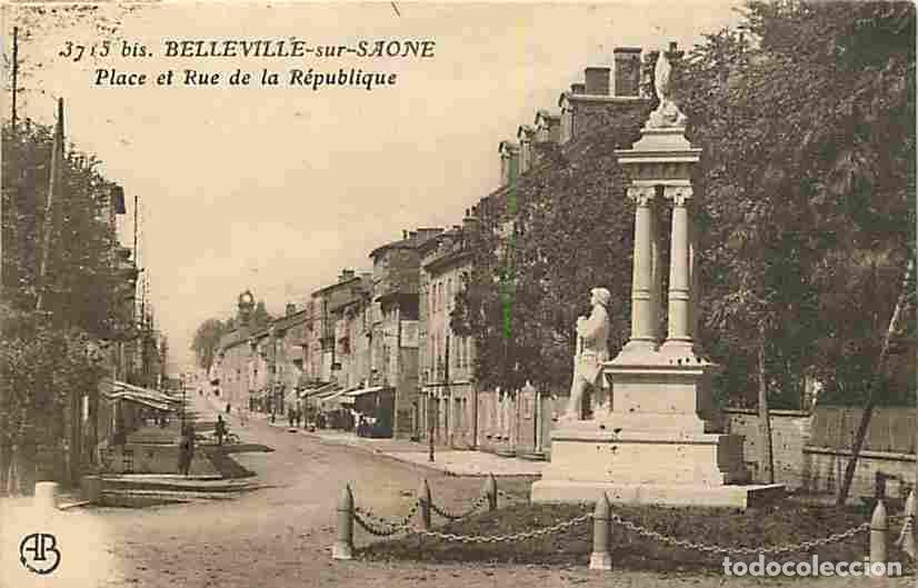Postais: France - 69 - Belleville sur Saone - Place et Rue de la R&eacute;publique - Anim&eacute;e - Commerces - Oblit&eacute;rati