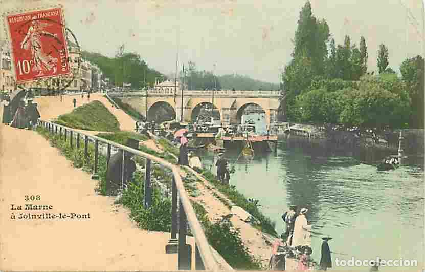 Postales: France - 94 - Joinville le Pont - La Marne - Anim&eacute;e - Coloris&eacute;e - Oblit&eacute;ration ronde de 1913 - Corre