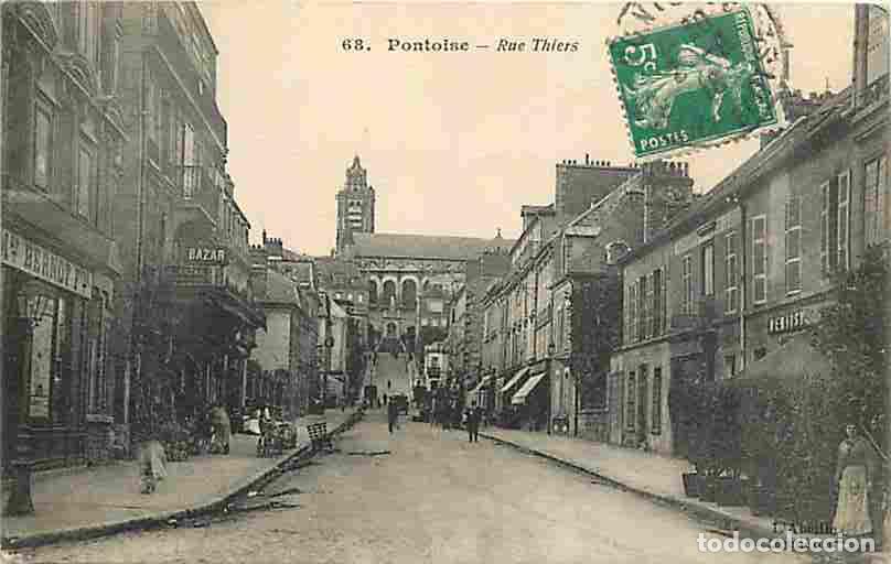 Postales: France - 95 - Pontoise - Rue Thiers - Anim&eacute;e - Oblit&eacute;ration ronde de 1916 - Commerces - CPA - Voir S