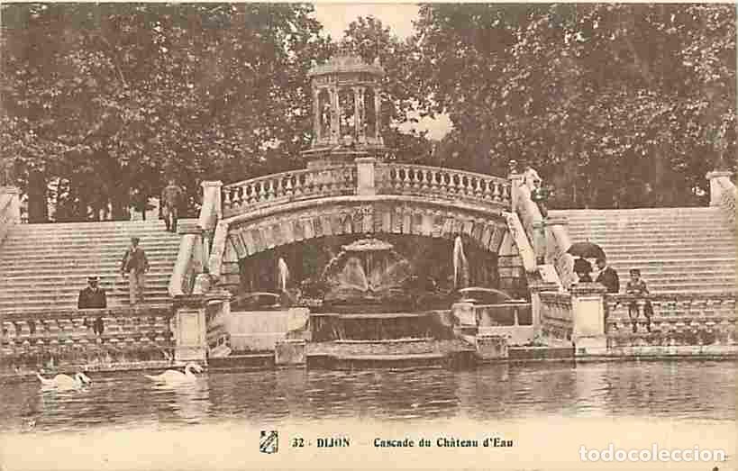 Postkarten: France - 21 - Dijon - Cascade du Ch&acirc;teau d'Eau - Anim&eacute;e - Ombrelles - Cygnes - Correspondance - CPA