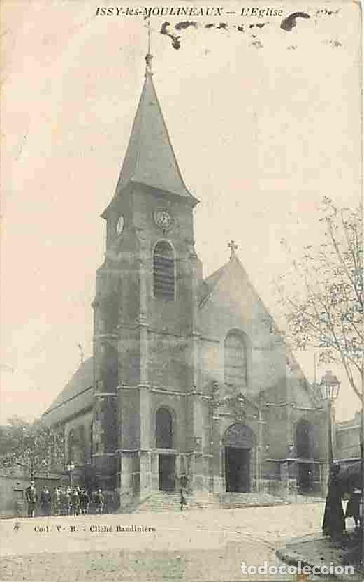 Postkarten: France - 92 - Issy les Moulineaux - L'Eglise - Anim&eacute;e - Oblit&eacute;ration ronde de 1917 - Correspondance