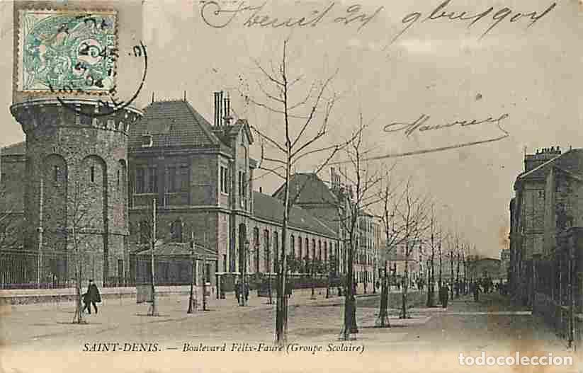 Postkarten: France - 93 - Saint Denis - Boulevard F&eacute;lix Faure - Groupe Scolaire - Ch&acirc;teau d'eau - Anim&eacute;e - Oblit