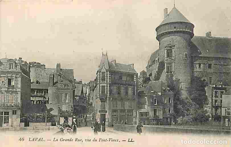 Postais: France - 53 - Laval - La Grande Rue vue du Pont Vieux - Anim&eacute;e - Voyag&eacute;e en 1919 - Correspondance -