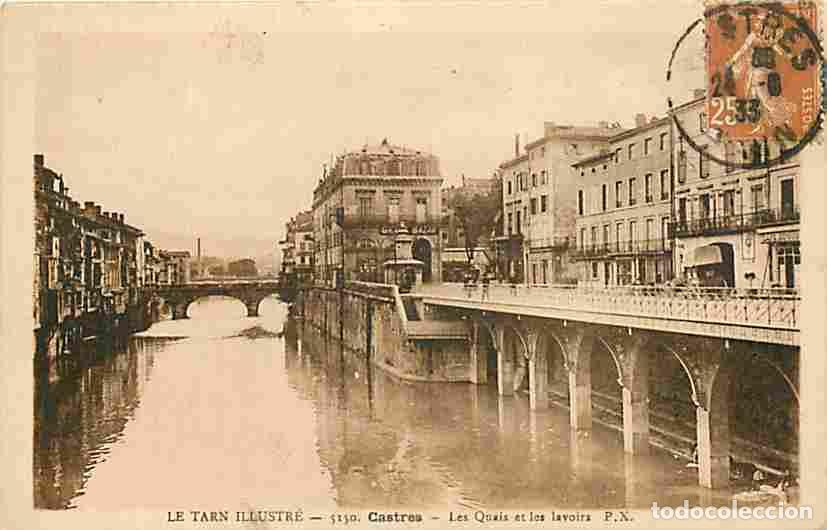 Postais: France - 81 - Castres - Les Quais et les Lavoirs - Anim&eacute;e - Commerces - Oblit&eacute;ration ronde de 1933 -