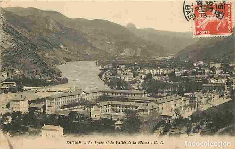 Postais: France - 04 - Digne les Bains - Le Lyc&eacute;e et la Vall&eacute;e de la Bl&eacute;one - Correspondance - Oblit&eacute;ration r