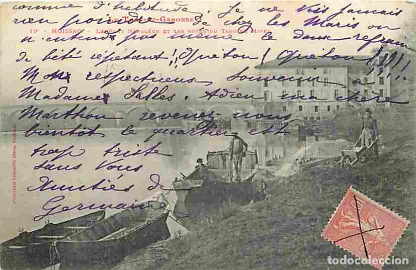Postales: France - 82 - Moissac - Le Pont Napol&eacute;on et les bords du Tarn en hiver - Anim&eacute;e - Brouette - Oblit&eacute;r