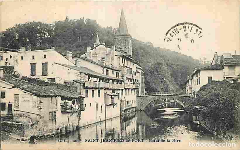 Cartes Postales: France - 64 - Saint Jean de Pied de Port - Bords de la Nive - Oblit&eacute;ration ronde de 1918 - CPA - Voi