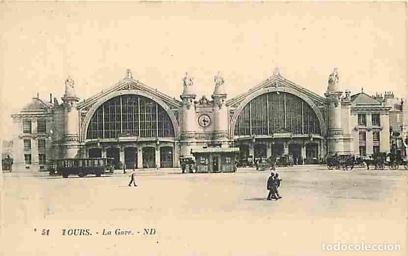 Cartes Postales: France - 37 - Tours - La Gare - Anim&eacute;e - Attelage de Chevaux - Tramway - Horloge - CPA - Voir Scans