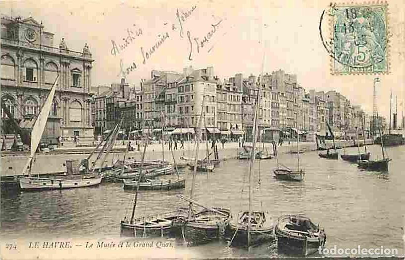 Postcards: France - 76 - Le Havre - Le Mus&eacute;e et le Grand Quai - Anim&eacute;e - Bateaux - Oblit&eacute;ration ronde de 1903 -