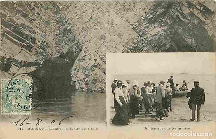 Postkarten: France - 29 - Morgat - L'entr&eacute;e de la Grande Grotte - Un d&eacute;part pour les Grottes - Anim&eacute;e - CPA - V