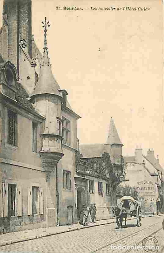 Postkarten: France - 18 - Bourges - Les tourelles de l'Hotel Cujas - Anim&eacute;e - Attelage de Chevaux - Oblit&eacute;ration