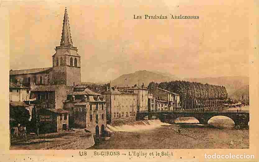 Postkarten: France - 09 - Saint Girons - L'Eglise et le Salat - Correspondance - Voyag&eacute;e en 1937 - CPA - Voir Sc