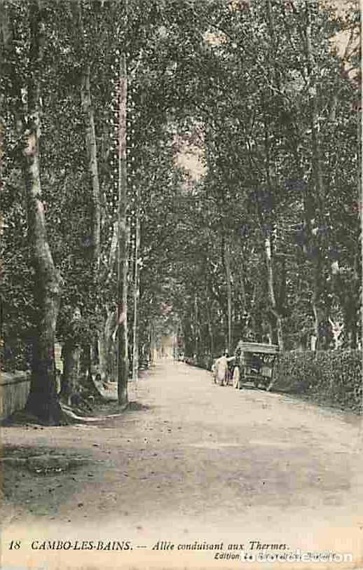 Postales: France - 64 - Cambo les Bains - All&eacute;e conduisant aux Thermes - Anim&eacute;e - Automobiles - Correspondance