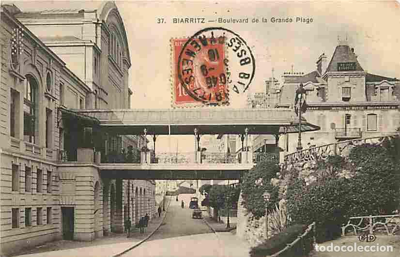 Cartoline: France - 64 - Biarritz - Boulevard de la Grande Plage - Anim&eacute;e - Automobiles - Lampadaires - Oblit&eacute;r