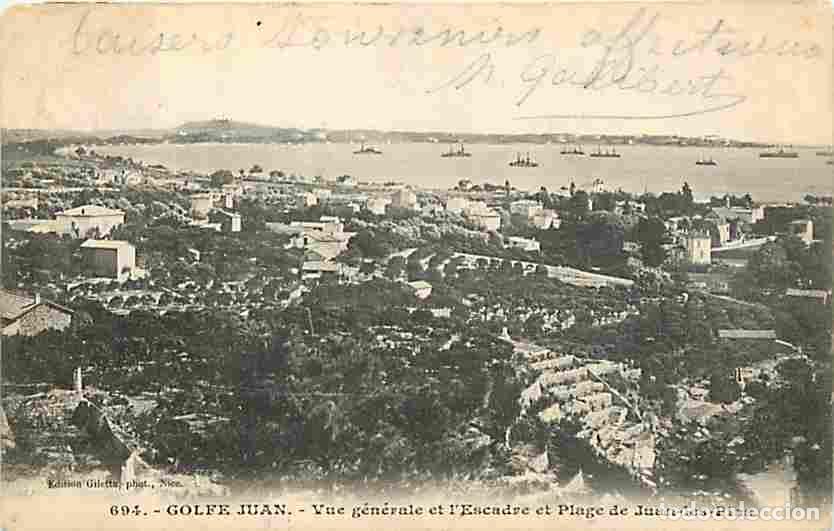 Postales: France - 06 - Golfe Juan - Vue G&eacute;n&eacute;rale et l'Escadre et Plage de Juan les Pins - Oblit&eacute;ration ronde