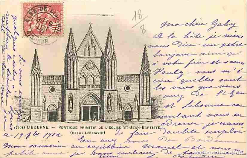 Postkarten: France - 33 - Libourne - Portique primitif de l'Eglise Saint Jean Baptiste - Oblit&eacute;ration ronde de 1