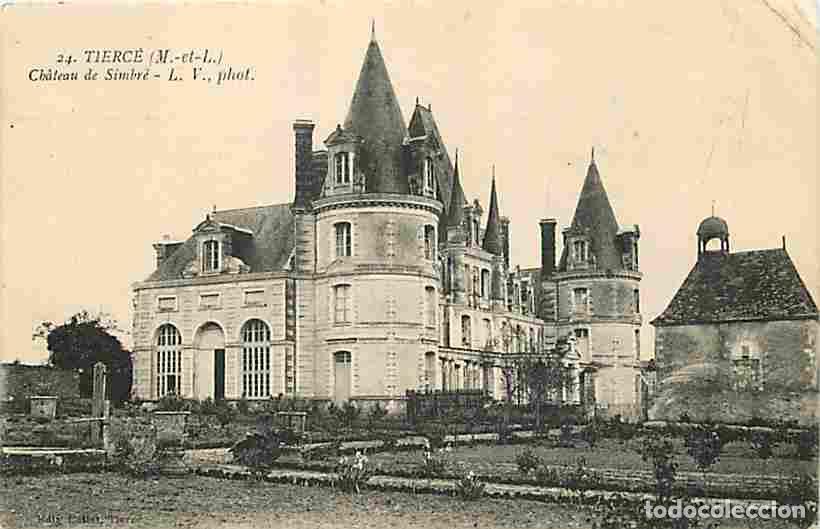 Cartoline: France - 49 - Tierc&eacute; - Ch&acirc;teau de Simbr&eacute; - Etat pli visible - Oblit&eacute;ration ronde de 1913 - CPA - Voi