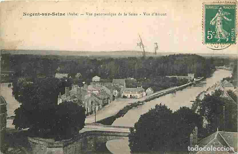 Cartoline: France - 10 - Nogent sur Seine - Vue panoramique de la Seine - Vue d'Amont - Oblit&eacute;ration ronde de 1