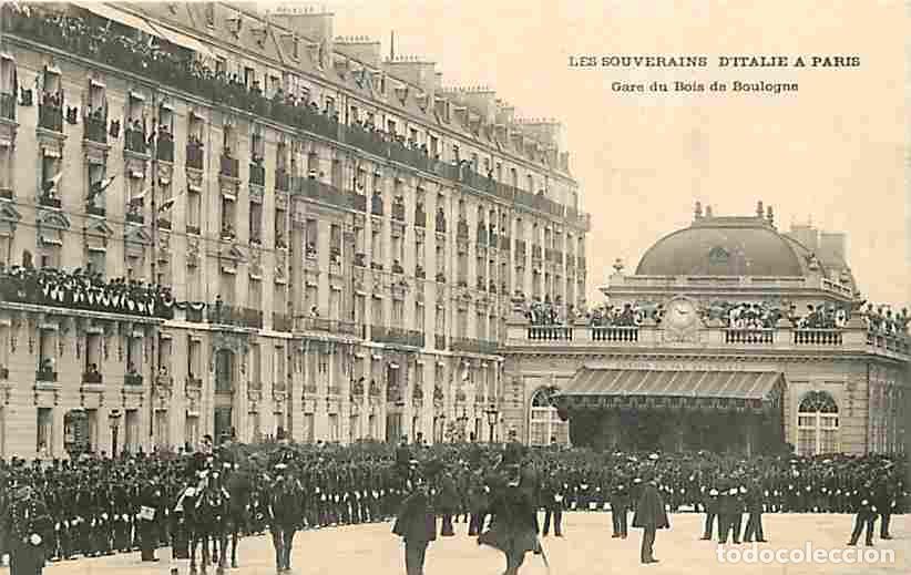 Cartes Postales: France - 75 - Paris - Les souverains d'Italie &agrave; Paris - Gare du Bois de Boulogne - Anim&eacute;e - Chevaux