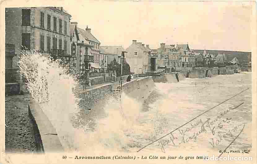 Postales: France - 14 - Arromanches - La Cote un jour de gros temps - Anim&eacute;e - Effet de Vagues - Oblit&eacute;ration