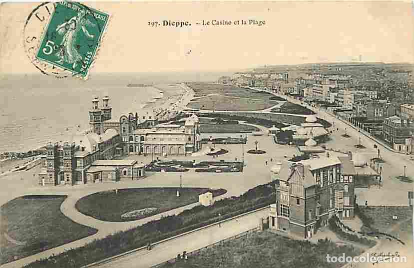 Postais: France - 76 - Dieppe - Le Casino et la Plage - Oblit&eacute;ration ronde de 1910 - CPA - Voir Scans Recto-V
