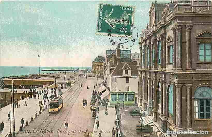 Cartes Postales: France - 76 - Le Havre - Le Grand Quai et le Mus&eacute;e - Anim&eacute;e - Coloris&eacute;e - Oblit&eacute;ration ronde de 1909