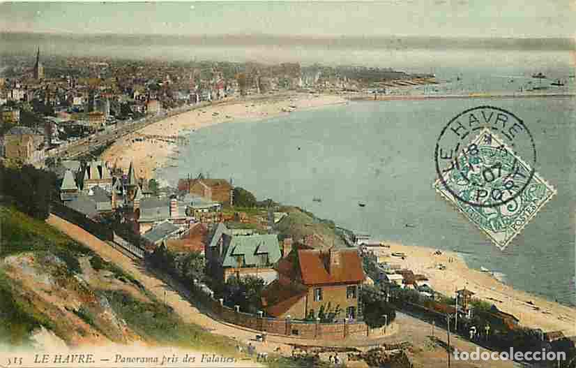 Cartoline: France - 76 - Le Havre - Panorama pris des Falaises - Coloris&eacute;e - Oblit&eacute;ration ronde de 1907 - CPA -