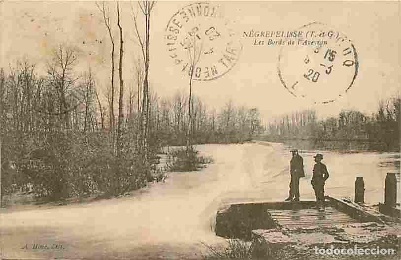 Cartoline: France - 82 - N&egrave;grepelisse - Les bords de l'Aveyron - Anim&eacute;e - Oblit&eacute;ration ronde de 1920 - CPA - Vo