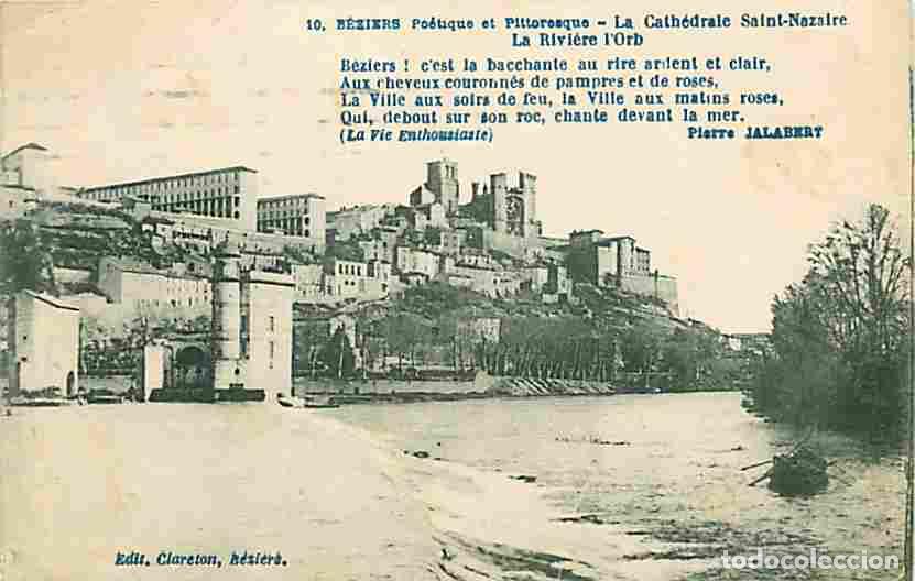 Postales: France - 34 - B&eacute;ziers - La Cath&eacute;drale Saint-Nazaire - La Rivi&egrave;re l'Orb - Oblit&eacute;ration ronde de 1929