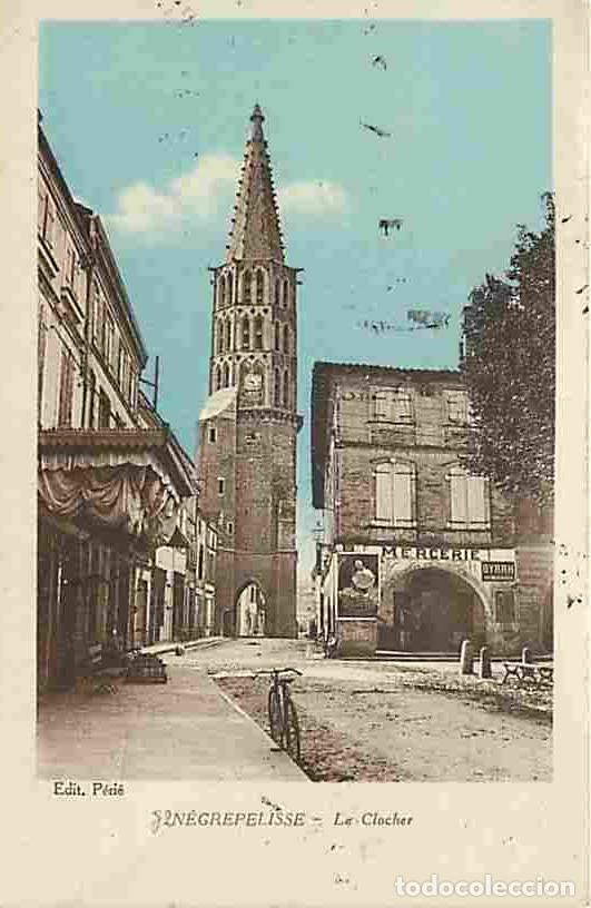 Postales: France - 82 - N&egrave;grepelisse - Le Clocher et Place du Ch&acirc;teau - Oblit&eacute;ration ronde de 1937 - CPA - Voi