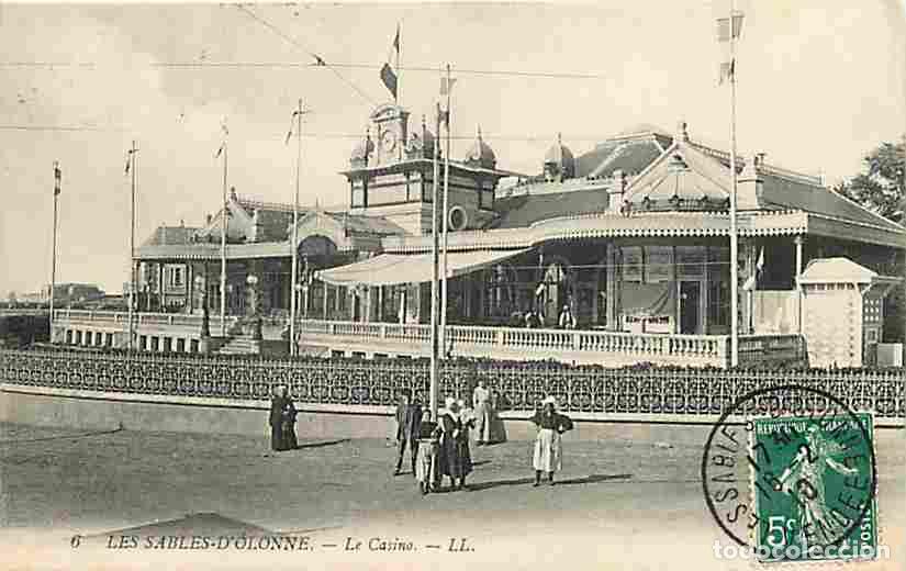 Postales: France - 85 - Les Sables d'Olonne - Le Casino - Anim&eacute;e - Oblit&eacute;ration ronde de 1910 - CPA - Voir Sca