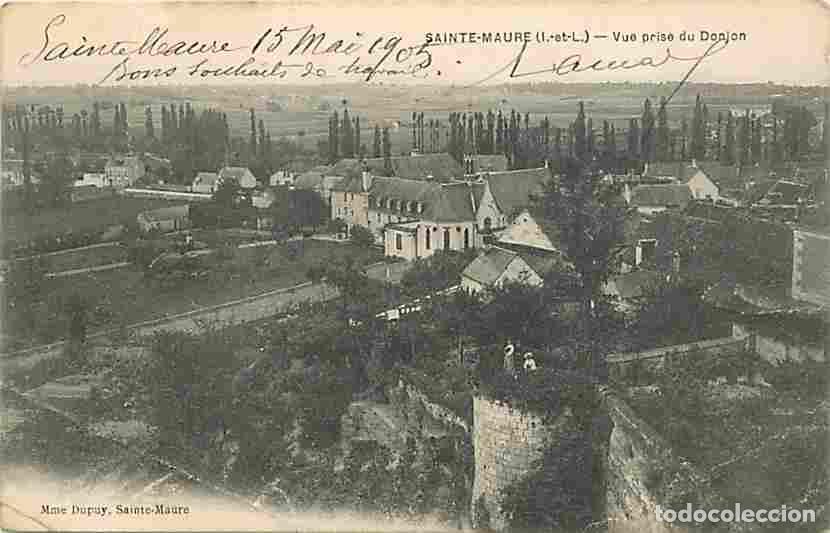 Postais: France - 37 - Sainte Maure - Vue prise du Donjon - Oblit&eacute;ration ronde de 1905 - Etat pli visible - C