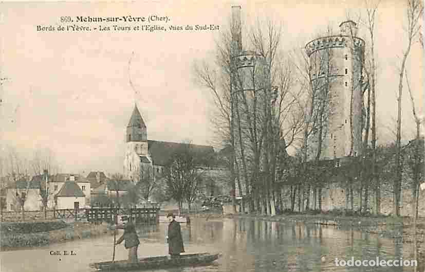 Cartes Postales: France - 18 - Mehun sur Y&egrave;re - Bords de l'Y&egrave;vre - Les Tours et l'Eglise Vues du Sud-Est - Anim&eacute;e - C