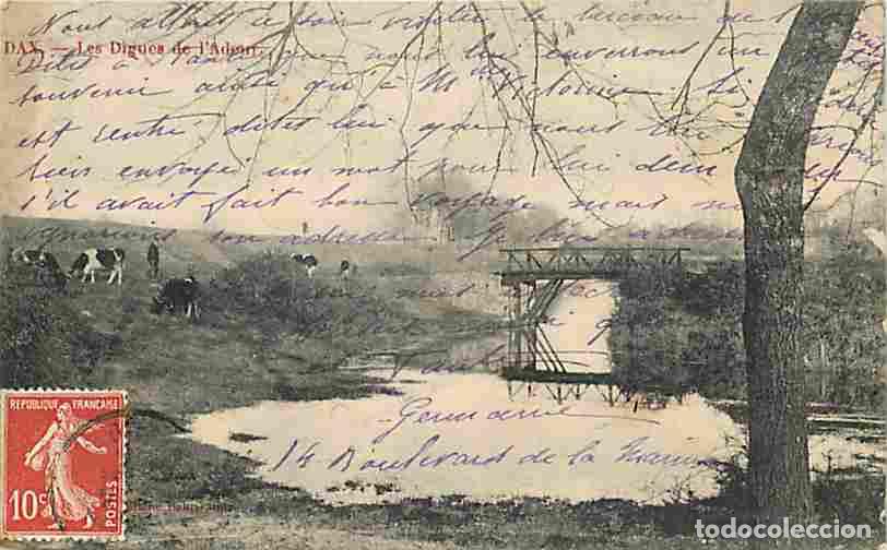 Cartes Postales: France - 40 - Dax - Les Digues de l'Adour - Oblit&eacute;ration ronde de 1908 - CPA - Voir Scans Recto-Vers