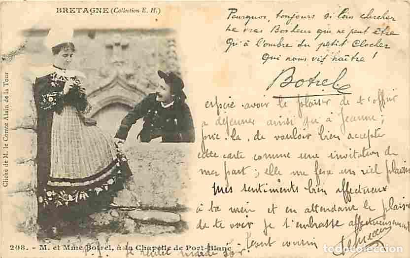 Cartes Postales: France - 22 - Port-Blanc - M et Mme Borel &agrave; la Chapelle de Port-Blanc - Anim&eacute;e - Pr&eacute;curseur - Karten