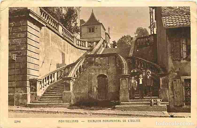 Cartes Postales: France - 25 - Montb&eacute;liard - Escalier monumental de l'Eglise - Anim&eacute;e - Correspondance - Voyag&eacute;e en 1