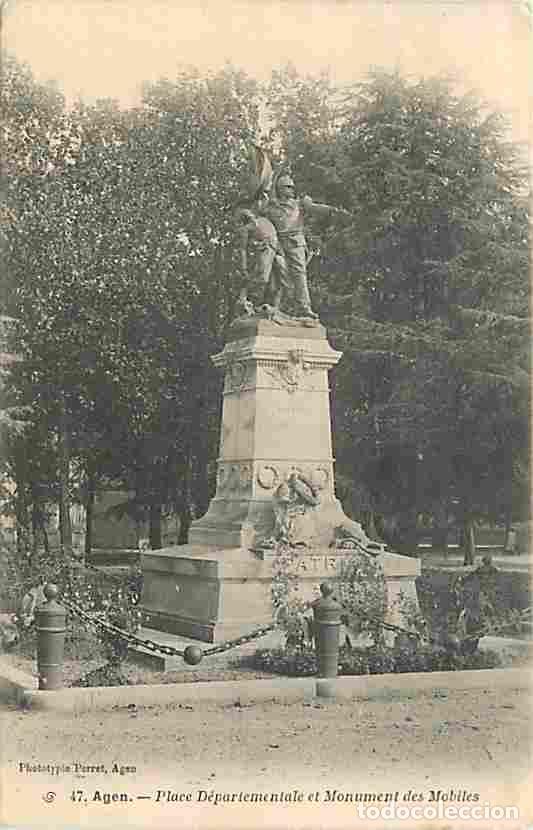 Postales: France - 47 - Agen - Place D&eacute;partementale - Monument des Mobiles - Oblit&eacute;ration ronde de 1905 - CPA