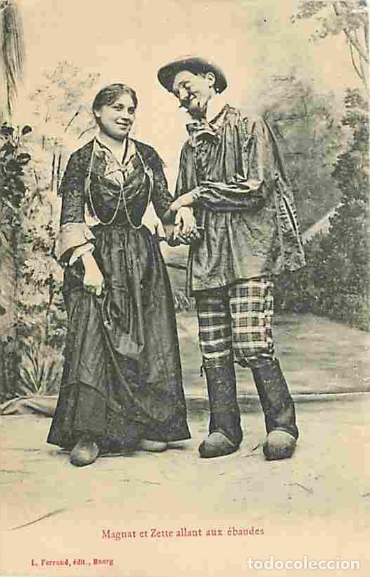 Postcards: France - 01 - Ain - Magnat et Zette allant aux &eacute;baudes - Anim&eacute;e - Costumes Bressans - Folklore - Voy