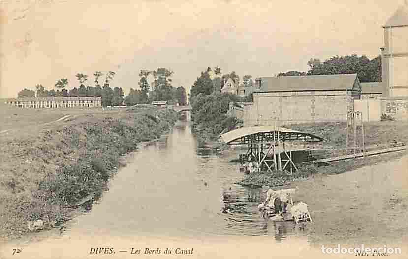 Postais: France - 14 - Dives sur Mer - Les bords du Canal - Lavoir - Anim&eacute;e - Oblit&eacute;ration ronde de 1905 - CP