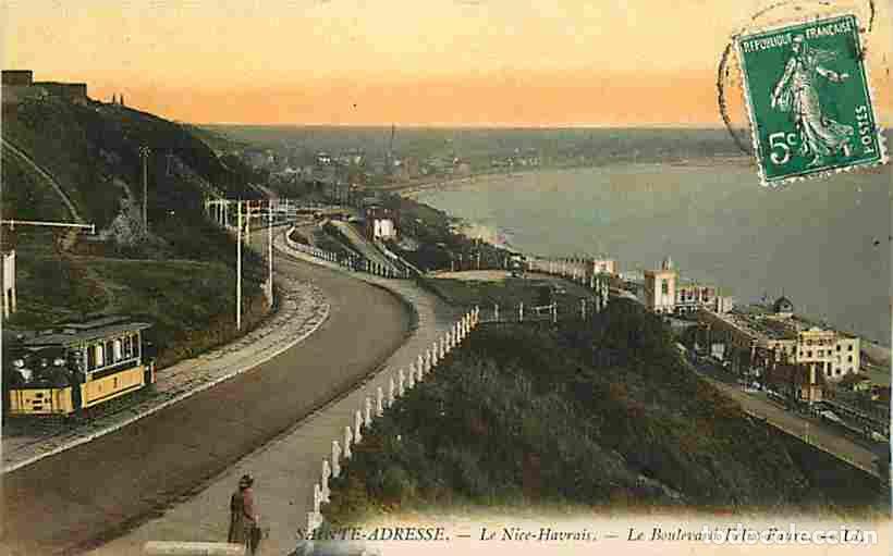 Cartoline: France - 76 - Sainte-Adresse - Le Nice Havrais - Le Boulevard F&eacute;lix Faure - Anim&eacute;e - Coloris&eacute;e - Tra