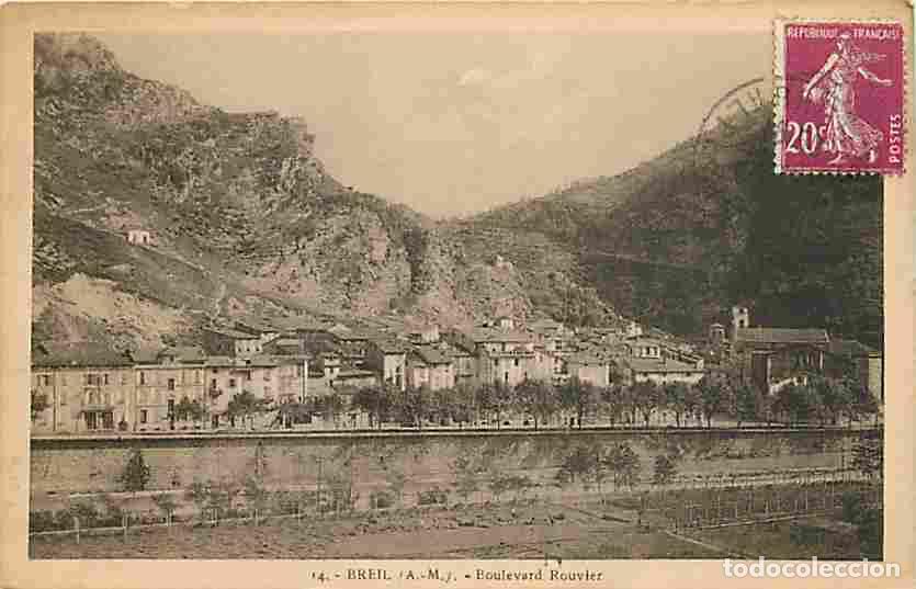 Postcards: France - 06 - Breil - Boulevard Rouvier - Oblit&eacute;ration ronde de 1936 - CPA - Voir Scans Recto-Verso
