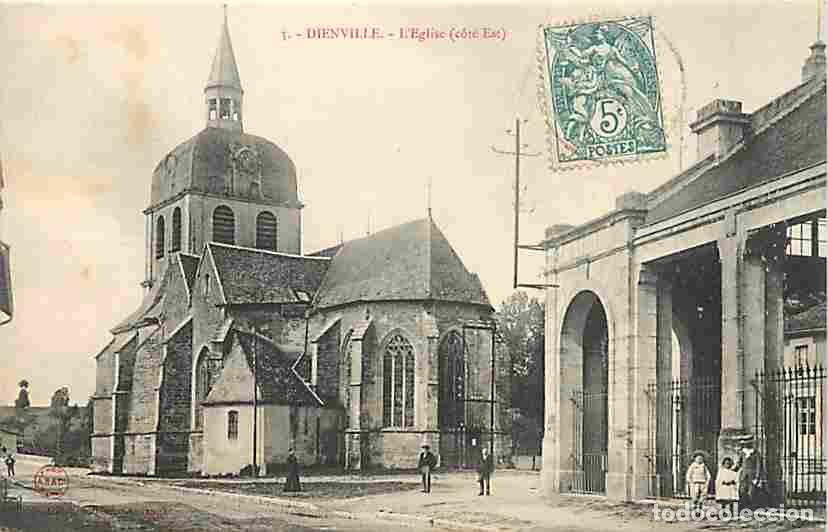 Postcards: France - 10 - Dienville - L'Eglise - Cot&eacute; Est - Anim&eacute;e - Oblit&eacute;ration ronde de 1905 - CPA - Voir Sca