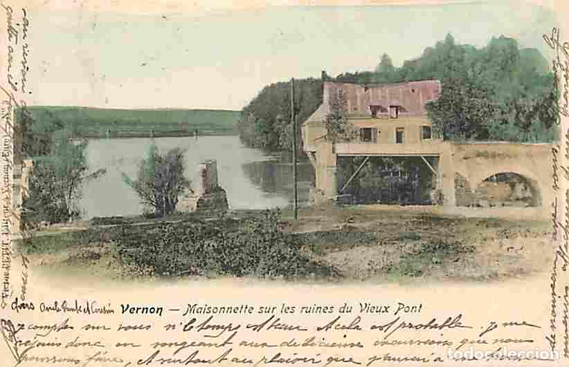 Postais: France - 27 - Vernon - Maisonnette sur les ruines du Vieux Pont - Pr&eacute;curseur - Oblit&eacute;ration ronde de