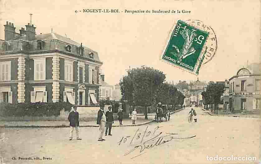 Postais: France - 28 - Nogent le Roi - Perspective du Boulevard de la Gare - Anim&eacute;e - Attelage de Chevaux - O