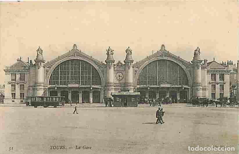Postales: France - 37 - Tours - La Gare - Anim&eacute;e - Oblit&eacute;ration ronde de 1905 - Tramway - CPA - Voir Scans Rec
