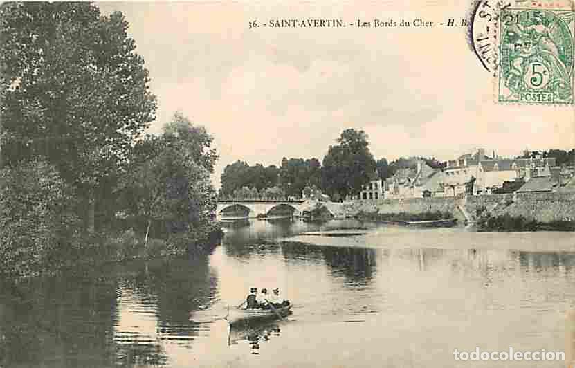 Postales: France - 37 - Saint Avertin - Les bords du Cher - Anim&eacute;e - Canotage - Oblit&eacute;ration ronde de 1905 - C