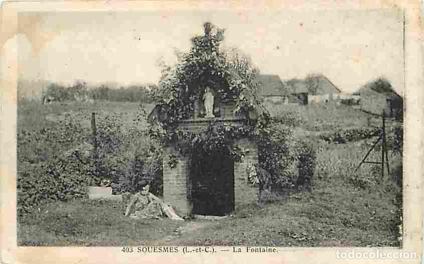 Cartes Postales: France - 41 - Squesmes - La Fontaine d'Usseau et la Creuse - Anim&eacute;e - Etat froissure visible - CPA -