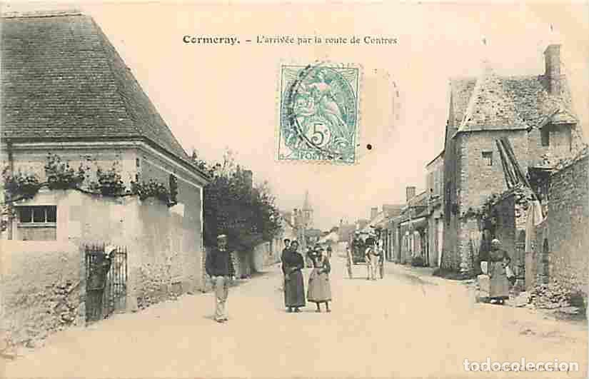 Cartoline: France - 41 - Cormeray - L'arriv&eacute;e par la route de Contres - Anim&eacute;e - Attelage de Chevaux - Oblit&eacute;ra