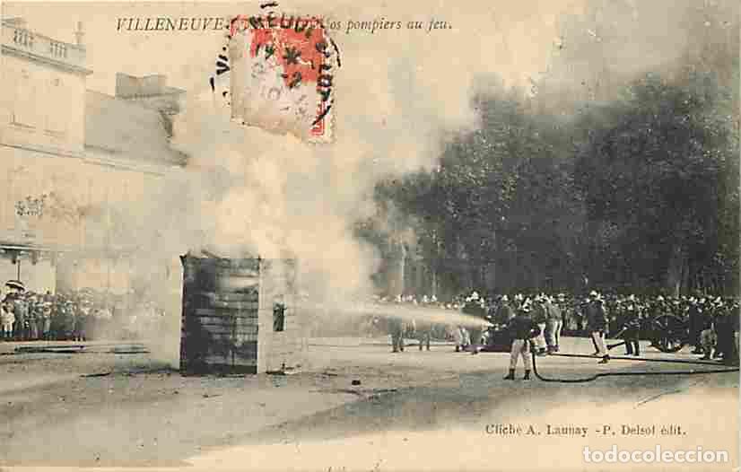 Postkarten: France - 47 - Villeneuve sur Lot - Nos pompiers au jeu - Anim&eacute;e - Lance &agrave; incendie - Oblit&eacute;ration ro